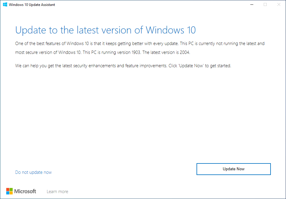 Windows 10 1903 – End of Service – December 2020